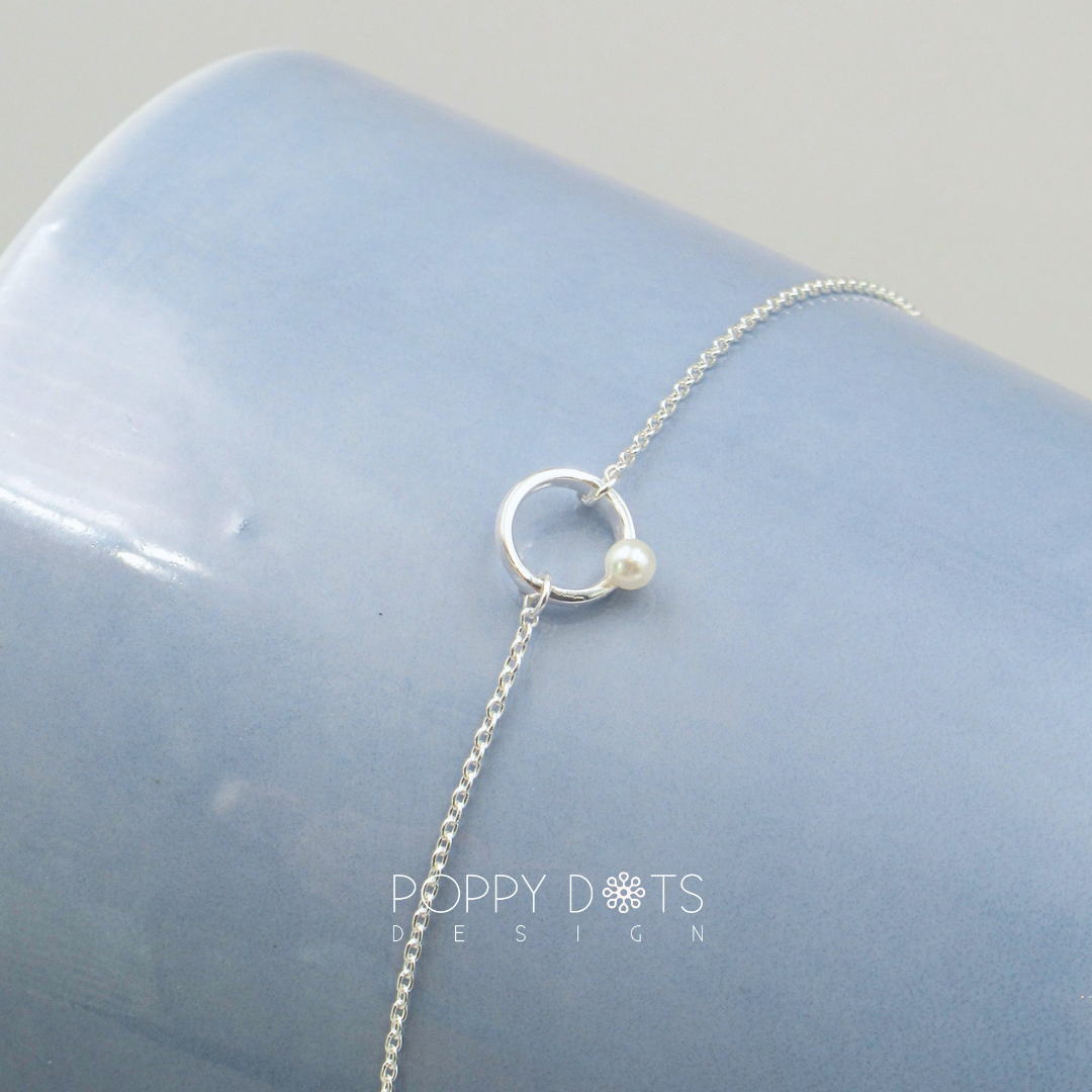 Sterling Silver Eternity Pearl Bracelet