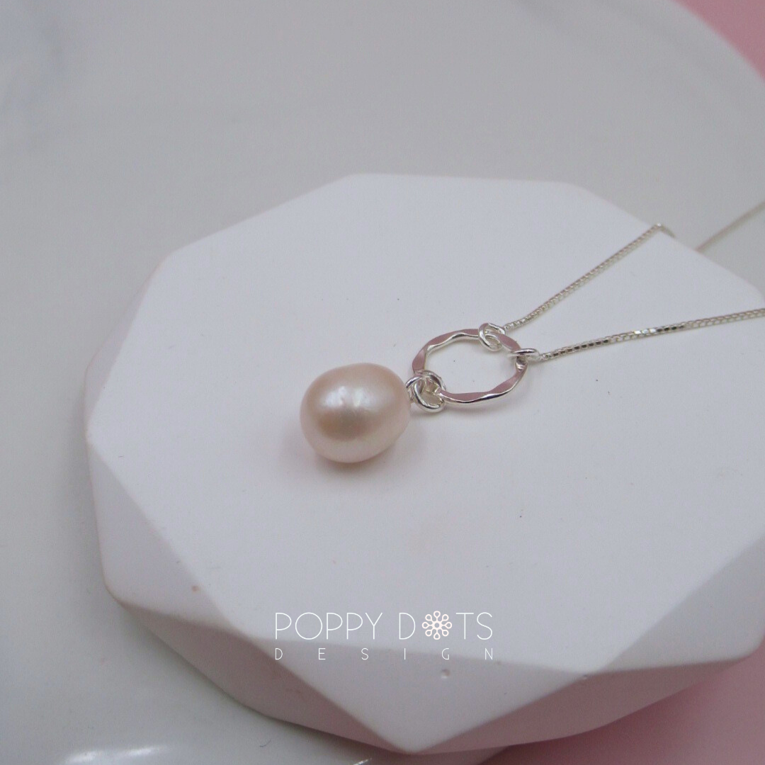 Sterling Silver Eternity Freshwater Pearl Necklace