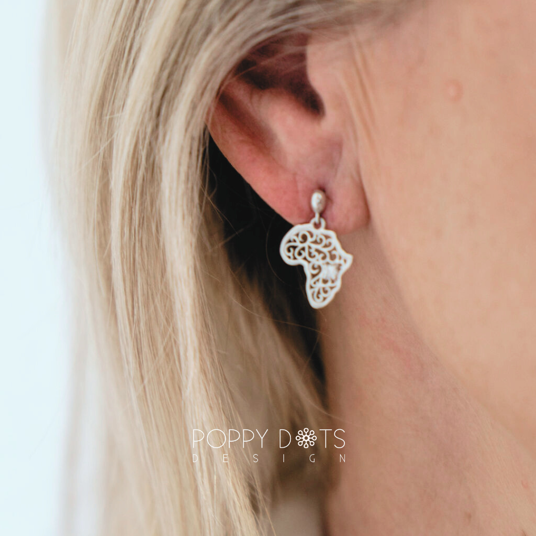 Sterling Silver Filigree Zirconia Africa Earrings