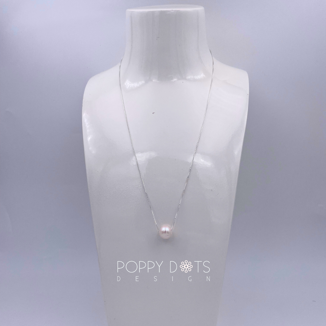 Sterling Silver Floating Freshwater Pearl Necklace