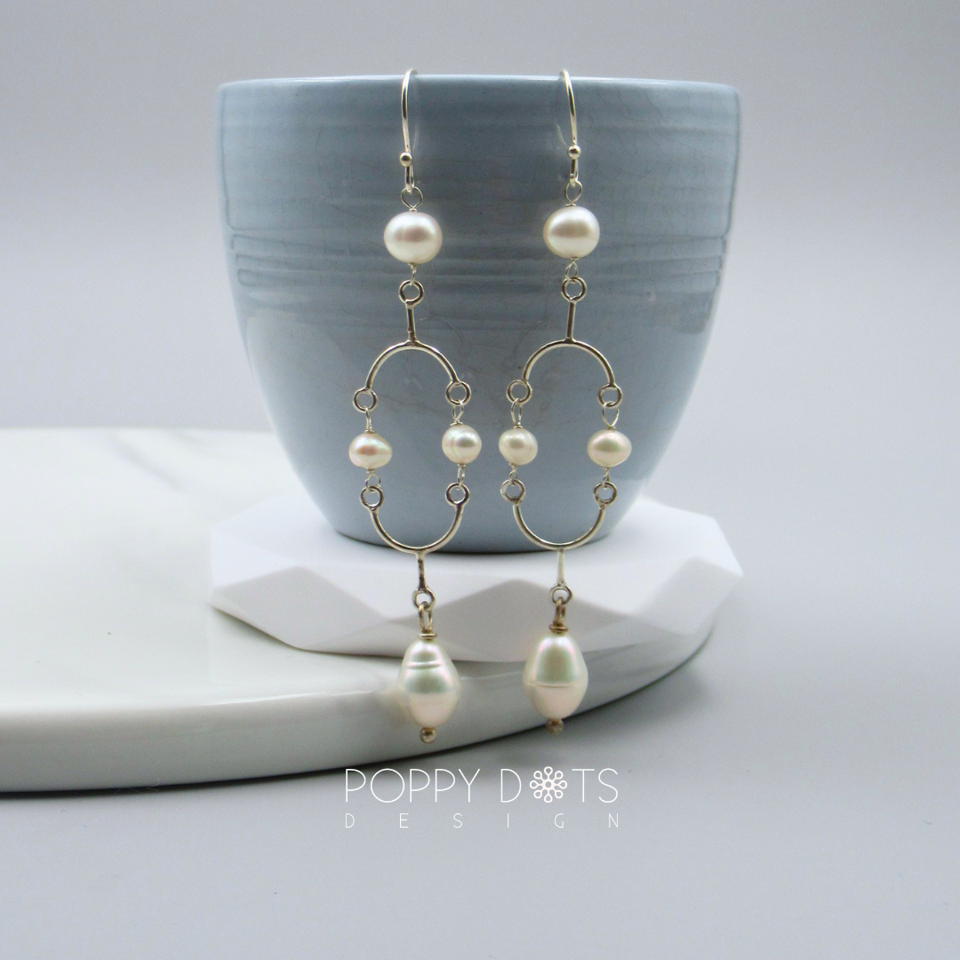 Sterling Silver Freshwater Pearl Cascade Earrings