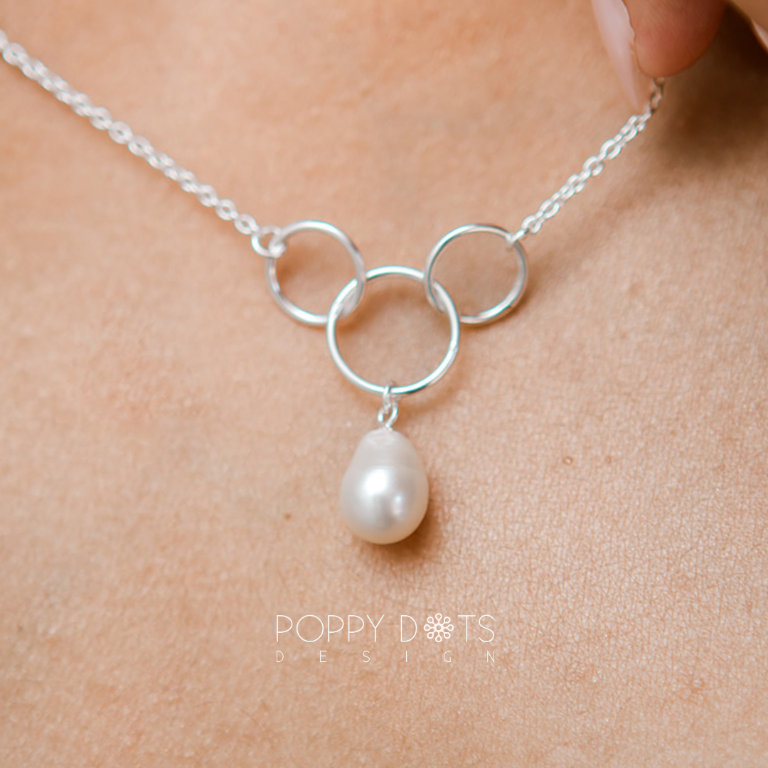 Sterling Silver Trinity Freshwater Pearl Necklace