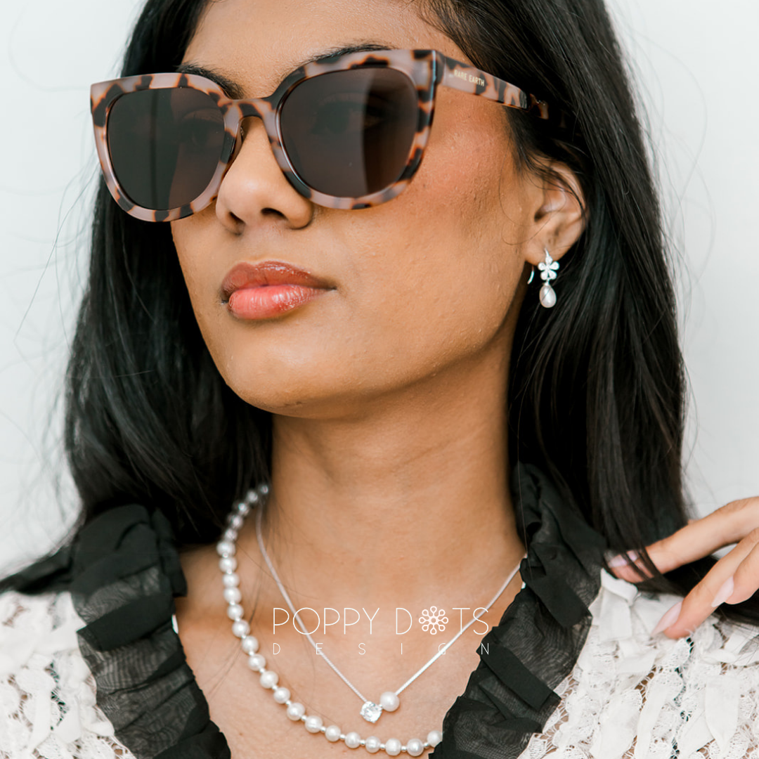 Sterling Silver Pearl and Zirconia Duo Necklace