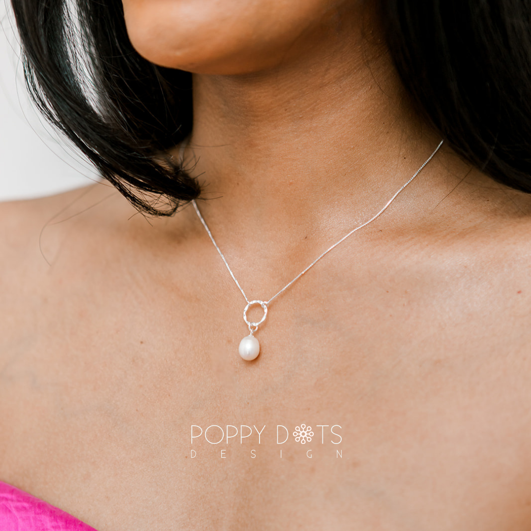 Sterling Silver Eternity Freshwater Pearl Necklace