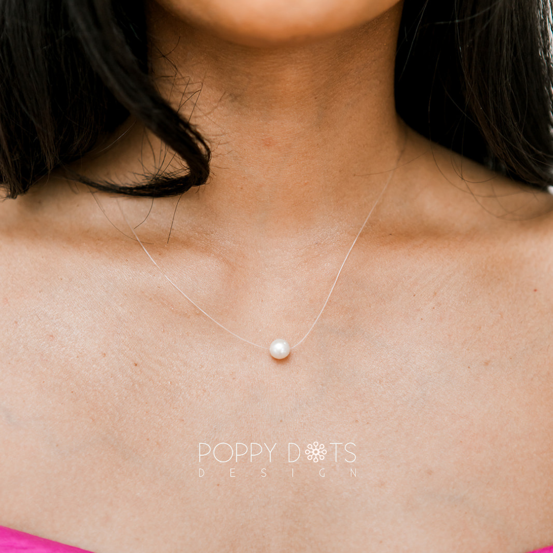 Freshwater White Pearl on gut Necklace