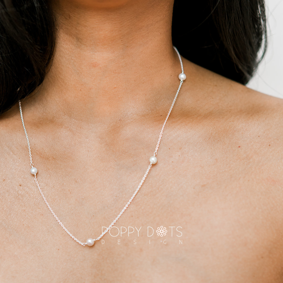 Sterling Silver Six Pearl Necklace