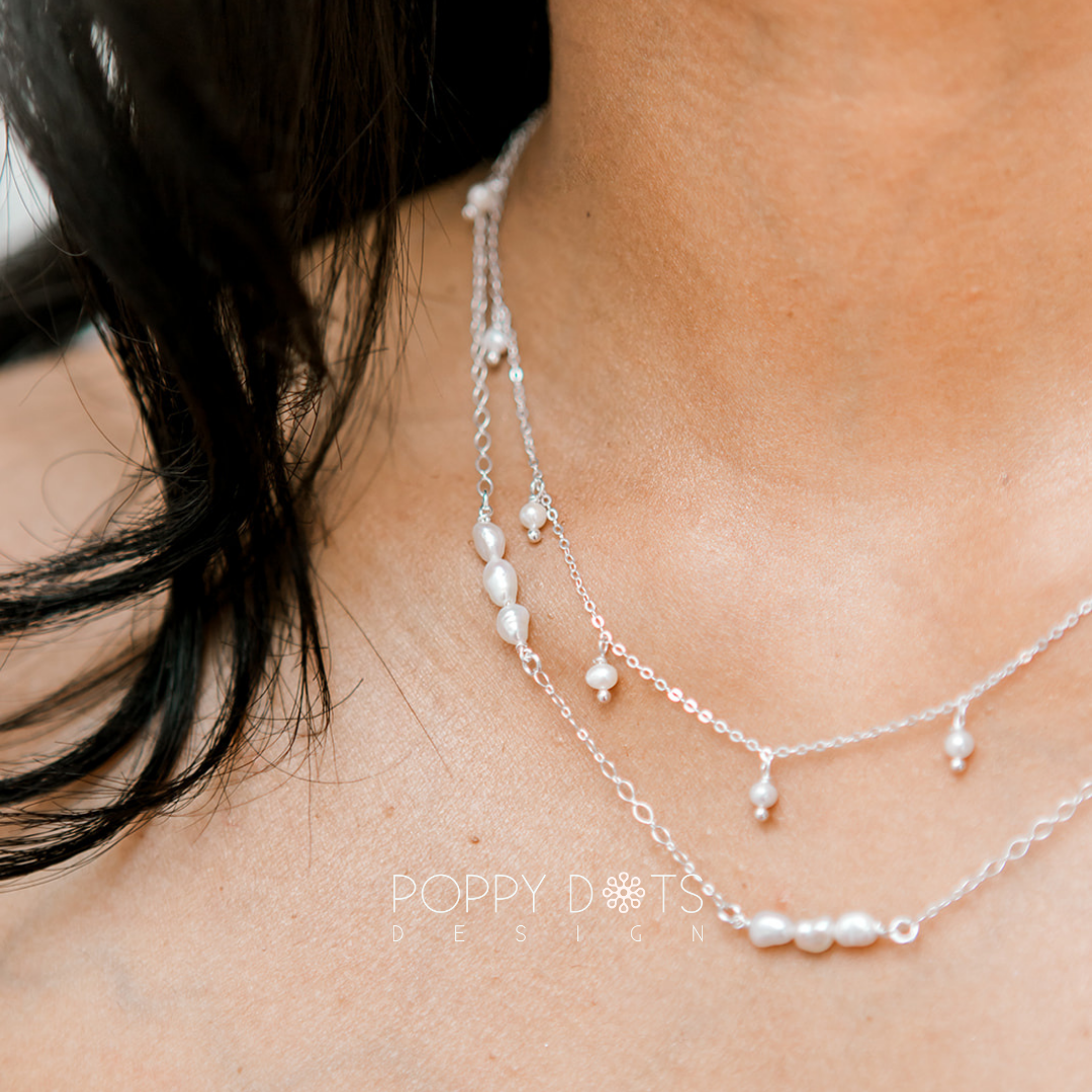 Sterling Silver Triple Three Pearl Necklace