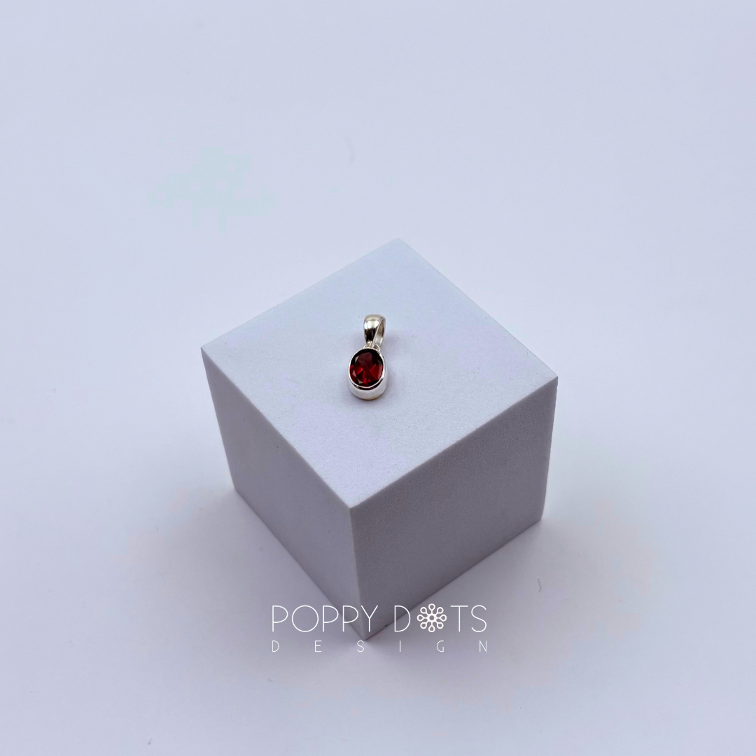 Sterling Silver Garnet Oval Pendant