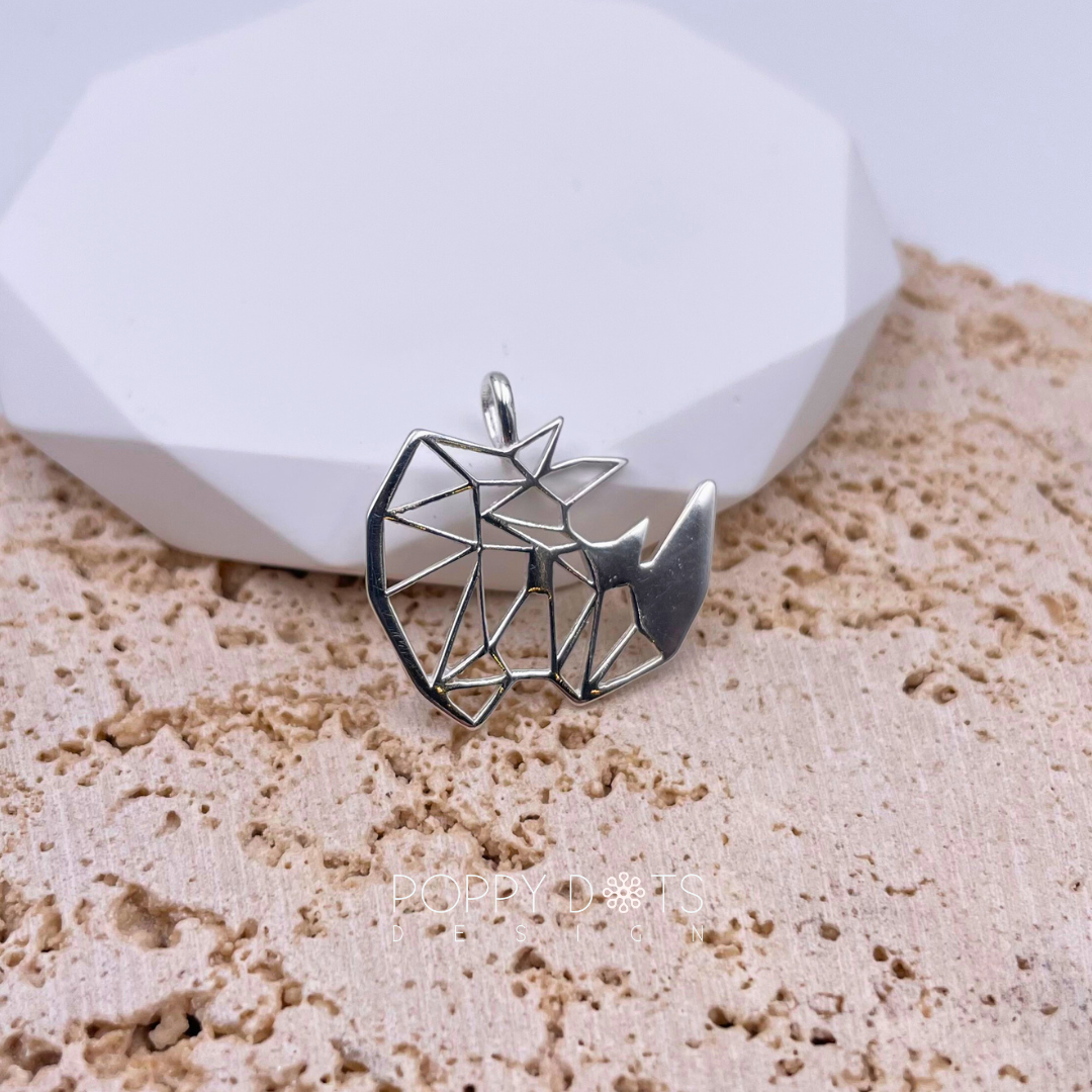 Sterling Silver Geometric Rhino Pendant