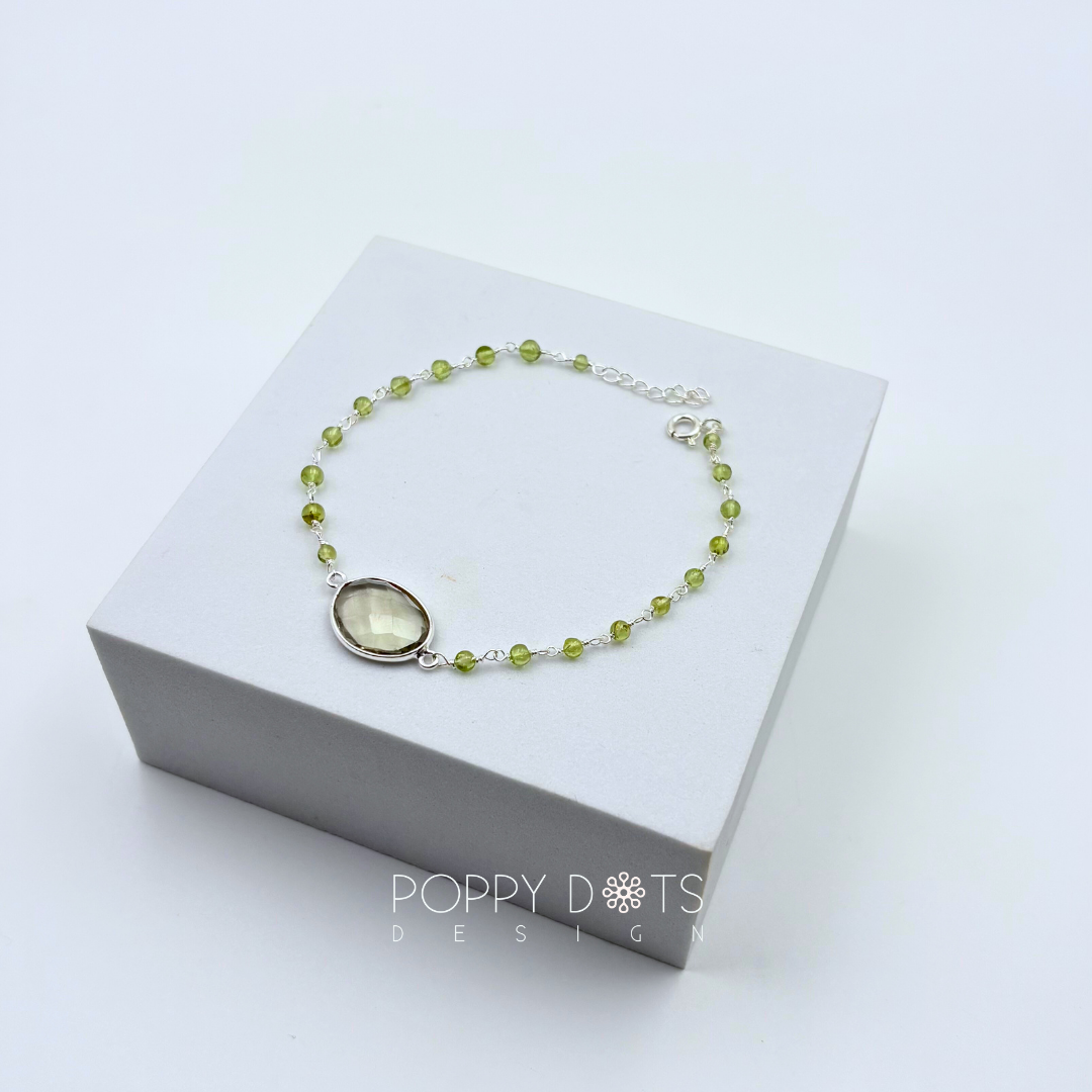 Sterling Silver Green Amethyst and Peridot Bracelet