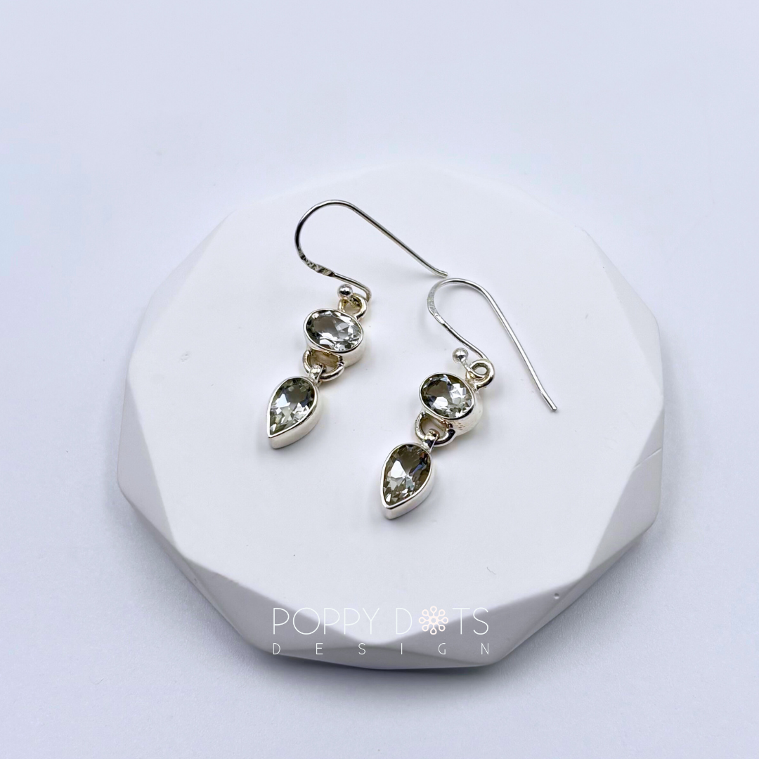 Sterling Silver Modern Green Amethyst Earrings
