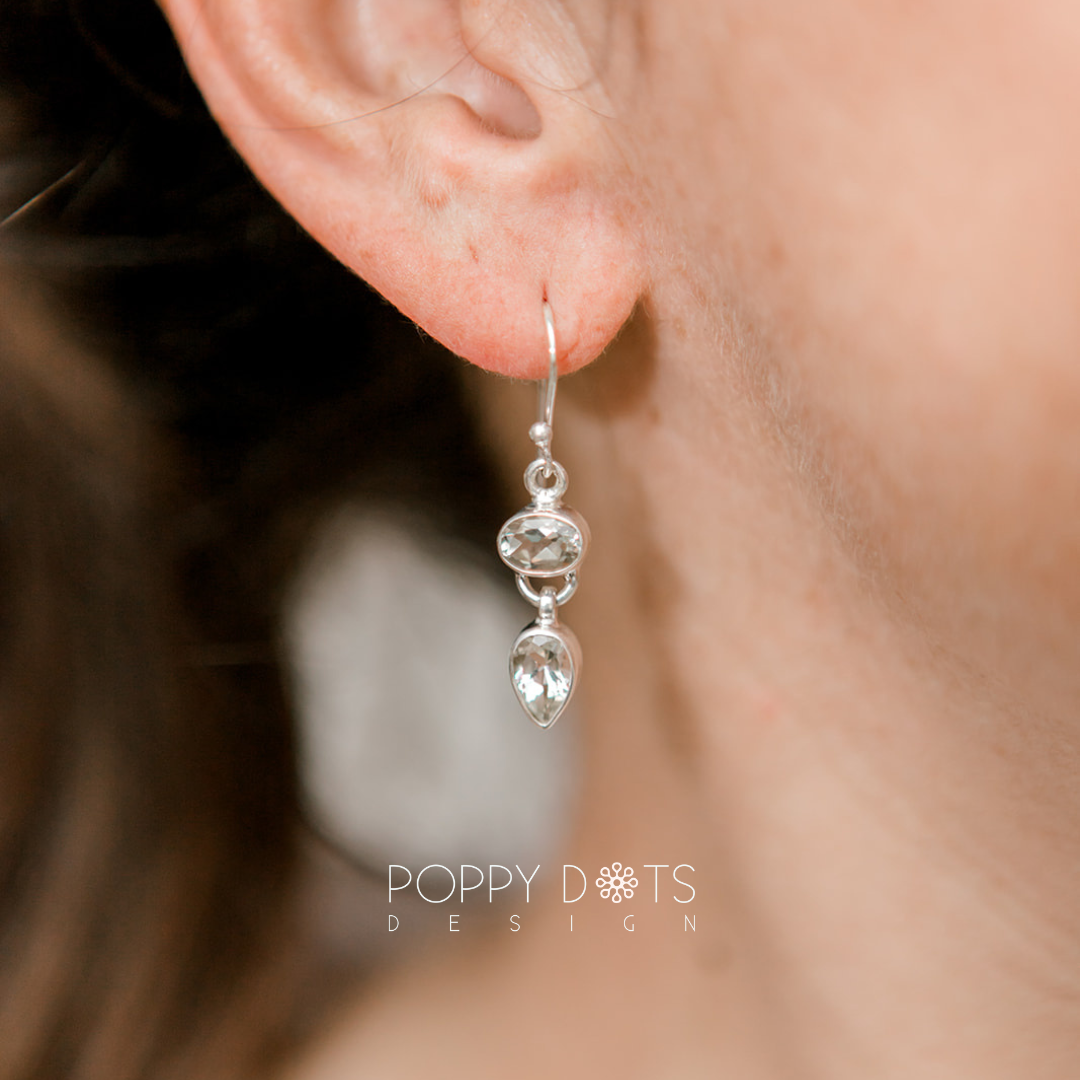 Sterling Silver Modern Green Amethyst Earrings