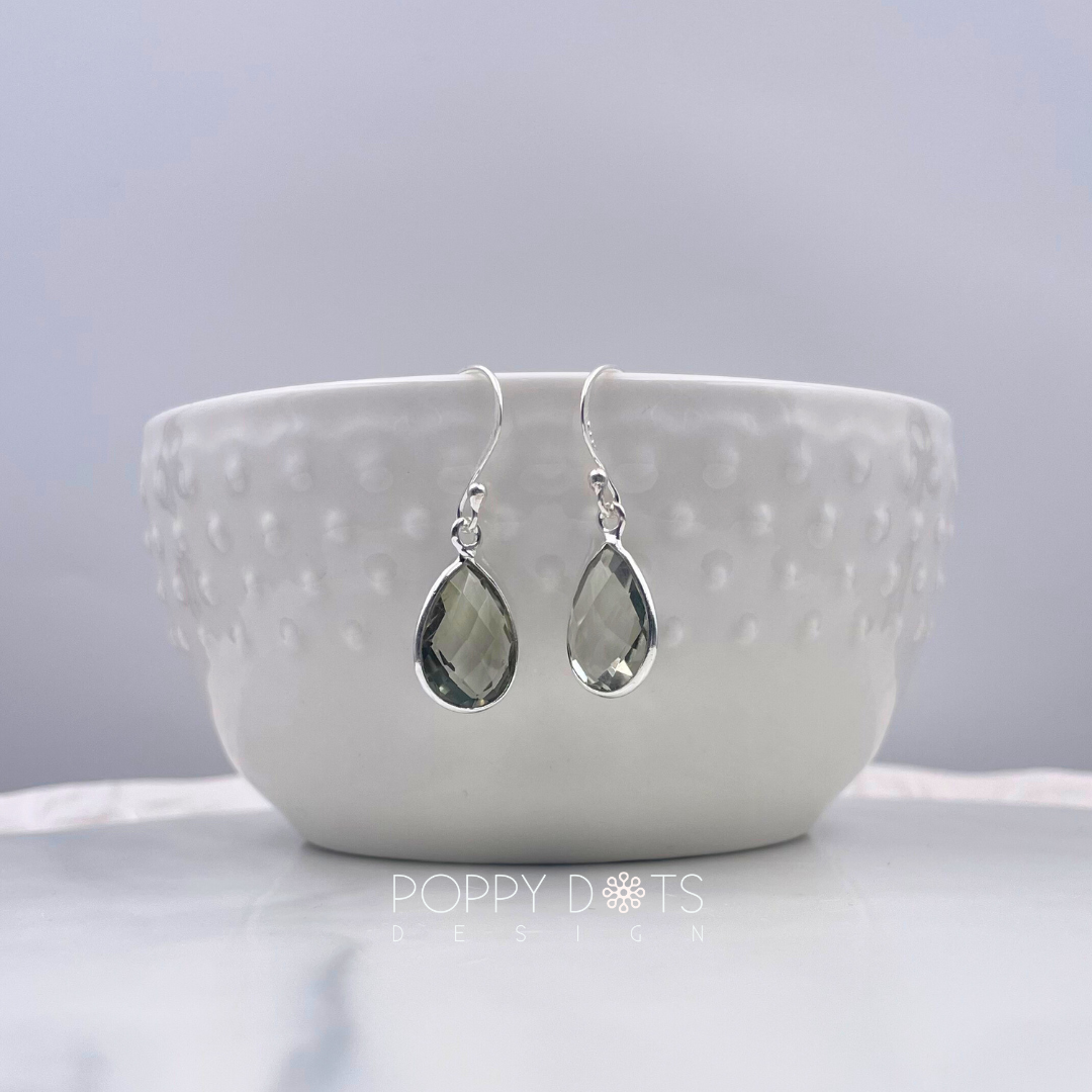 Sterling Silver Green Amethyst Drop Earrings