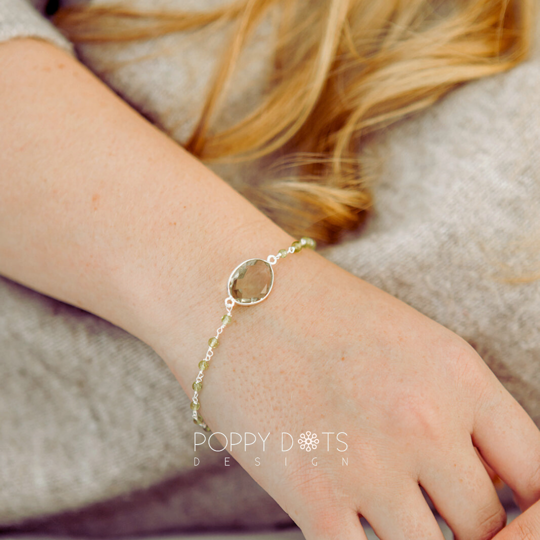 Sterling Silver Green Amethyst and Peridot Bracelet