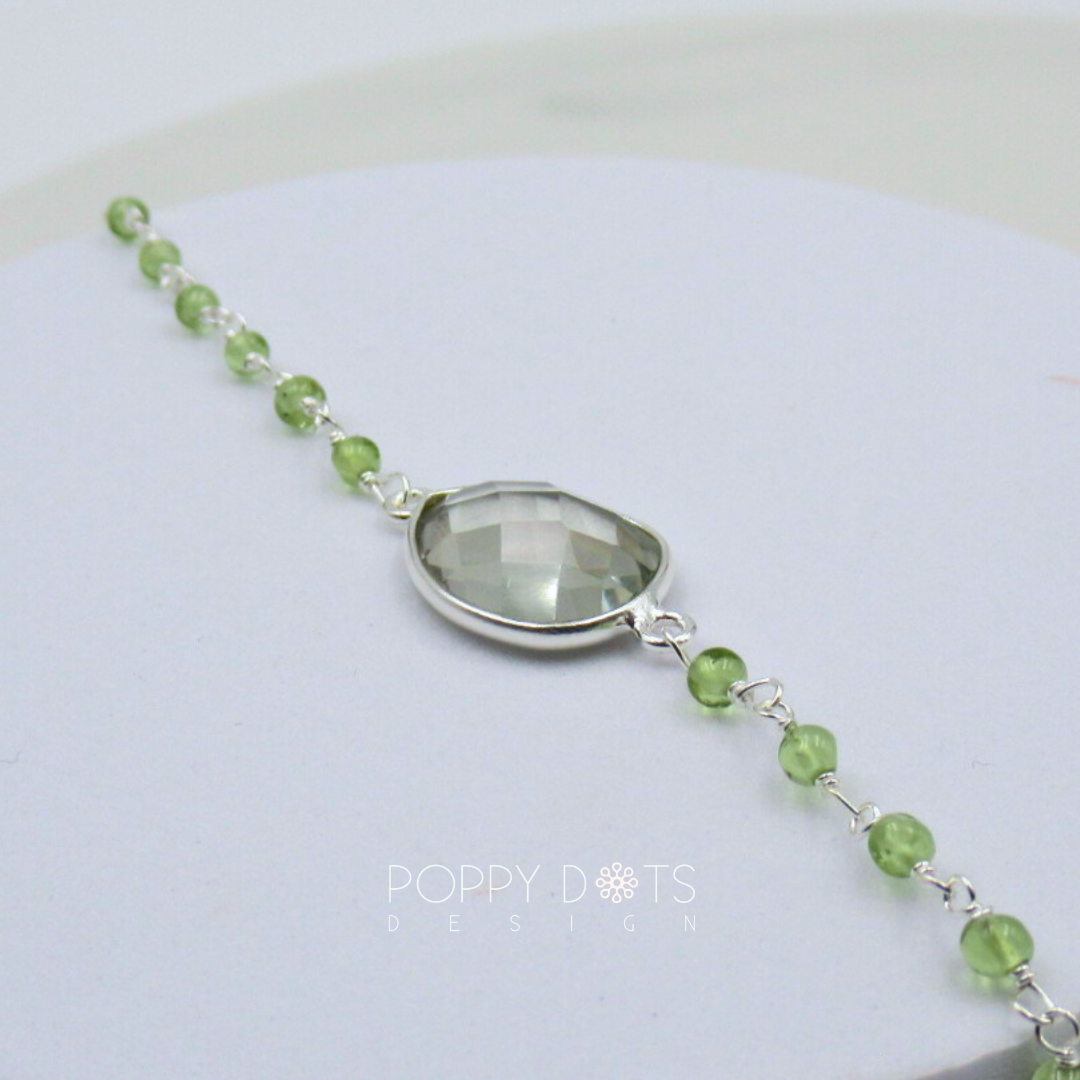 Sterling Silver Green Amethyst and Peridot Bracelet