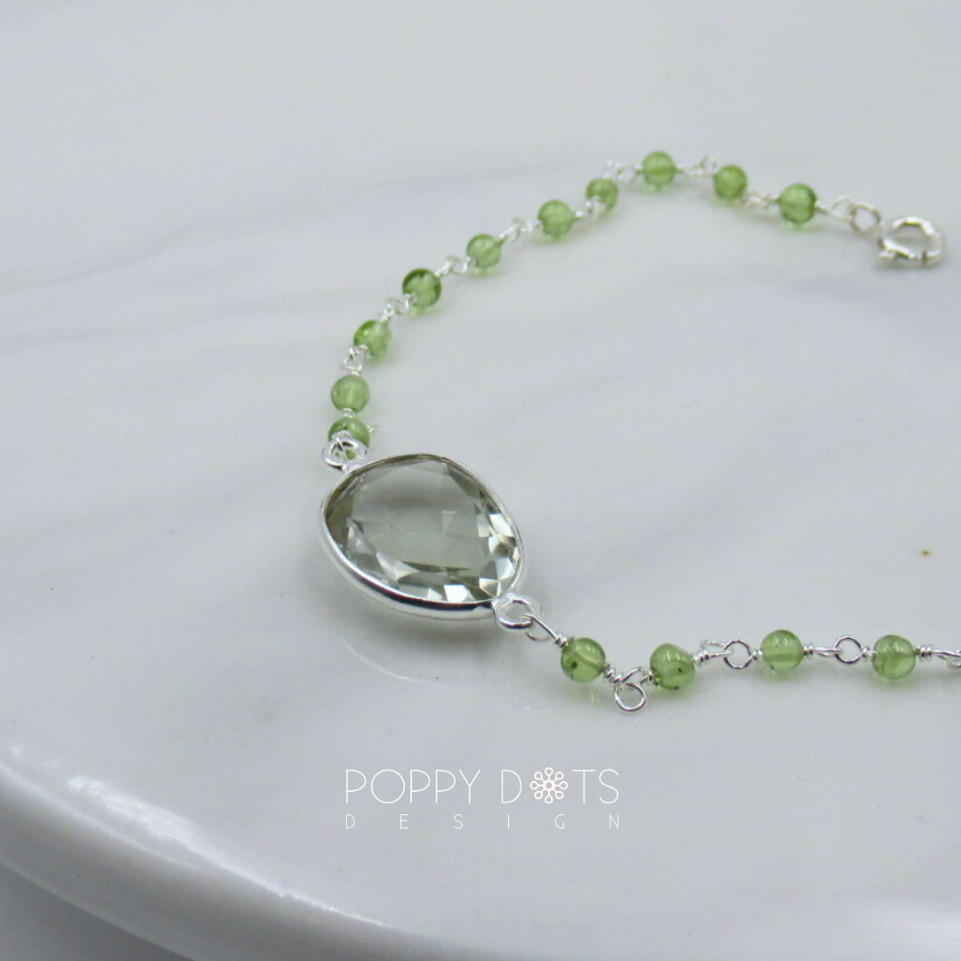 Sterling Silver Green Amethyst and Peridot Bracelet