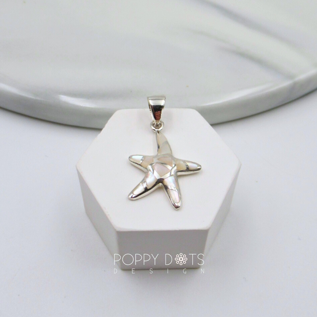 Sterling Silver Starfish Mother of Pearl Inlaid Pendant