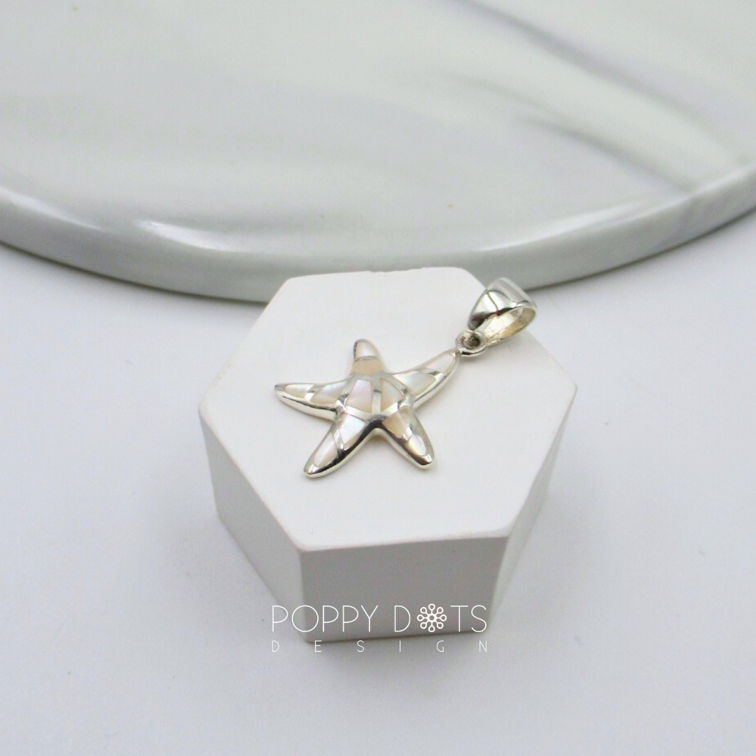 Sterling Silver Starfish Mother of Pearl Inlaid Pendant