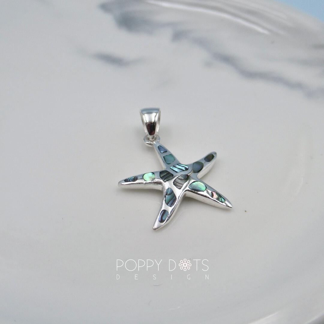 Sterling Silver Starfish Shell Inlaid Pendant