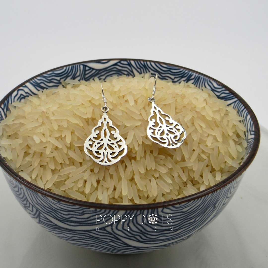 Sterling Silver Lace Teardrop Earrings