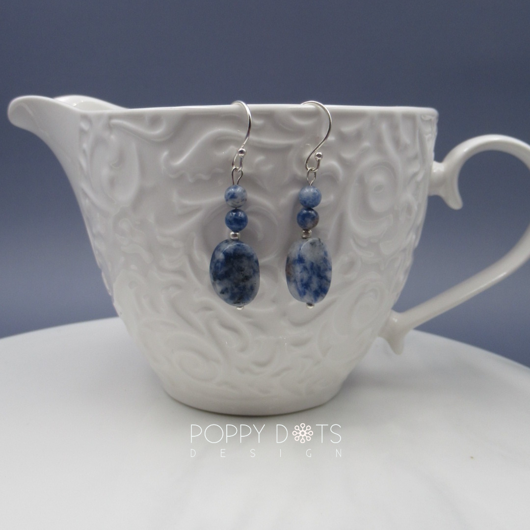 Sterling Silver Oval Lapis Lazuli Earrings