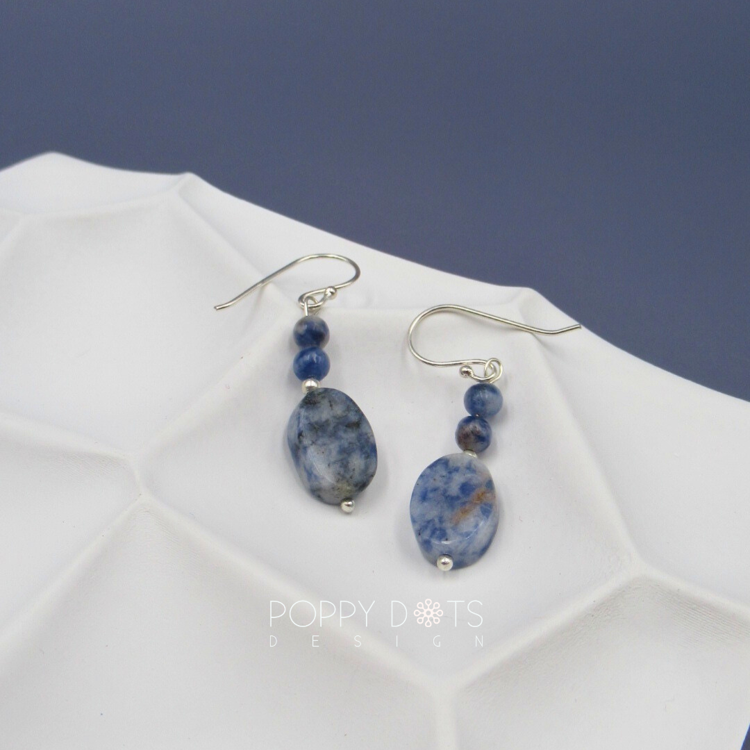 Sterling Silver Oval Lapis Lazuli Earrings