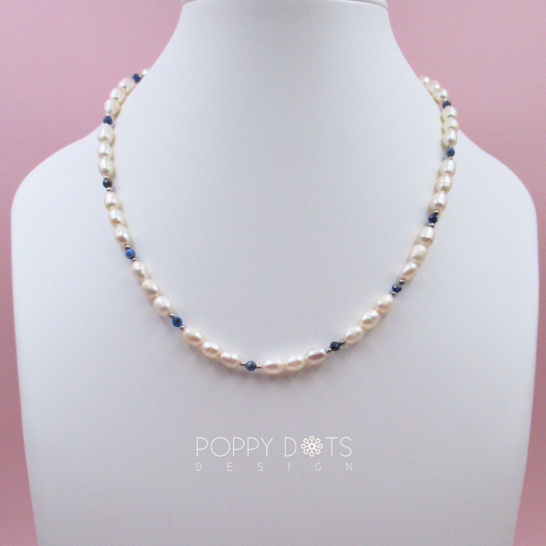 Sterling Silver Lapis Lazuli and Freshwater Pearl Necklace