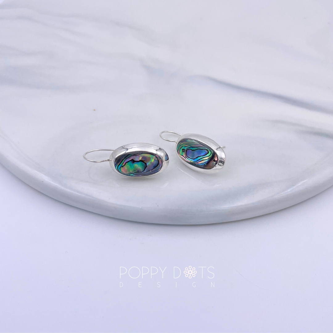 Sterling Silver Oval Shell Earrings (large)