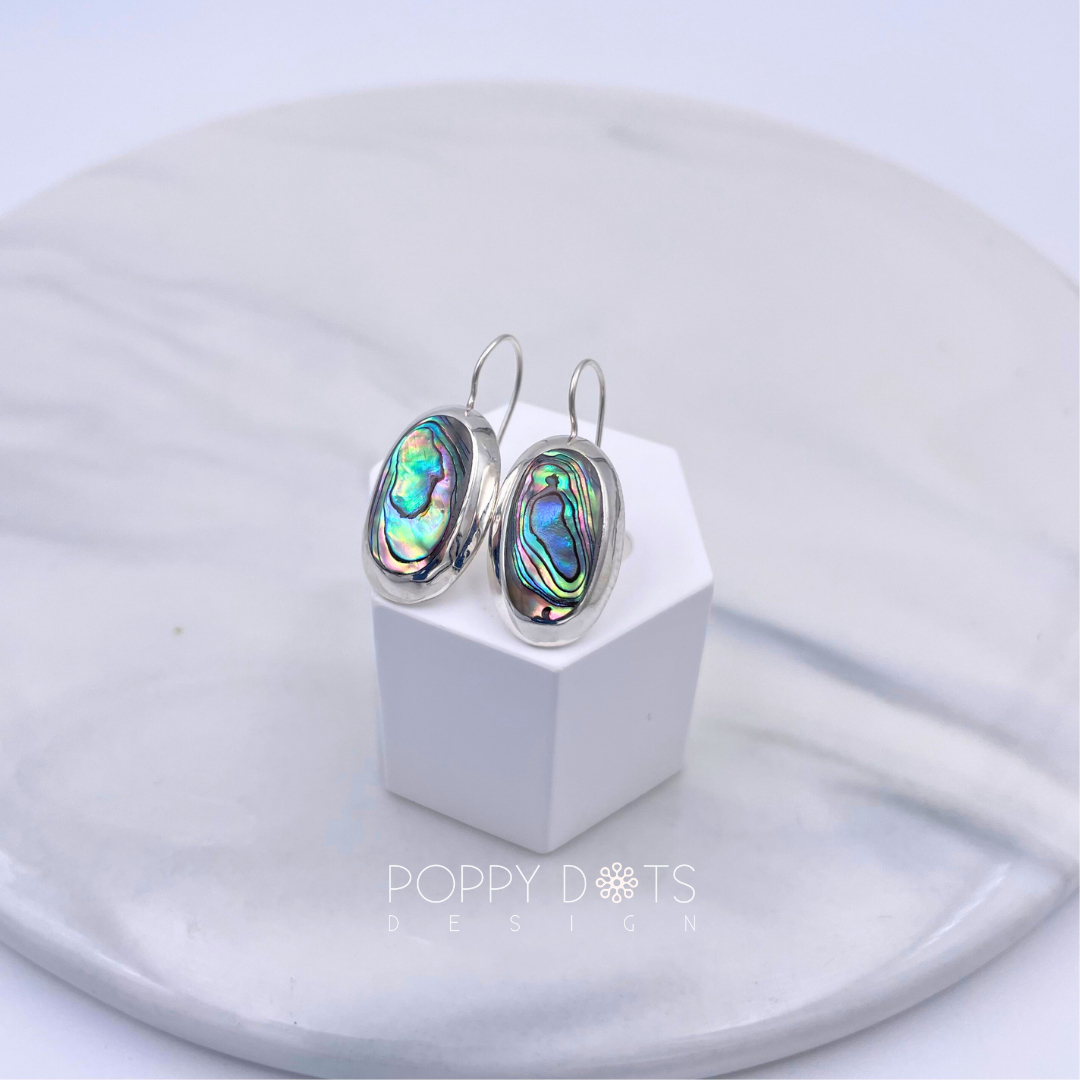 Sterling Silver Oval Shell Earrings (large)