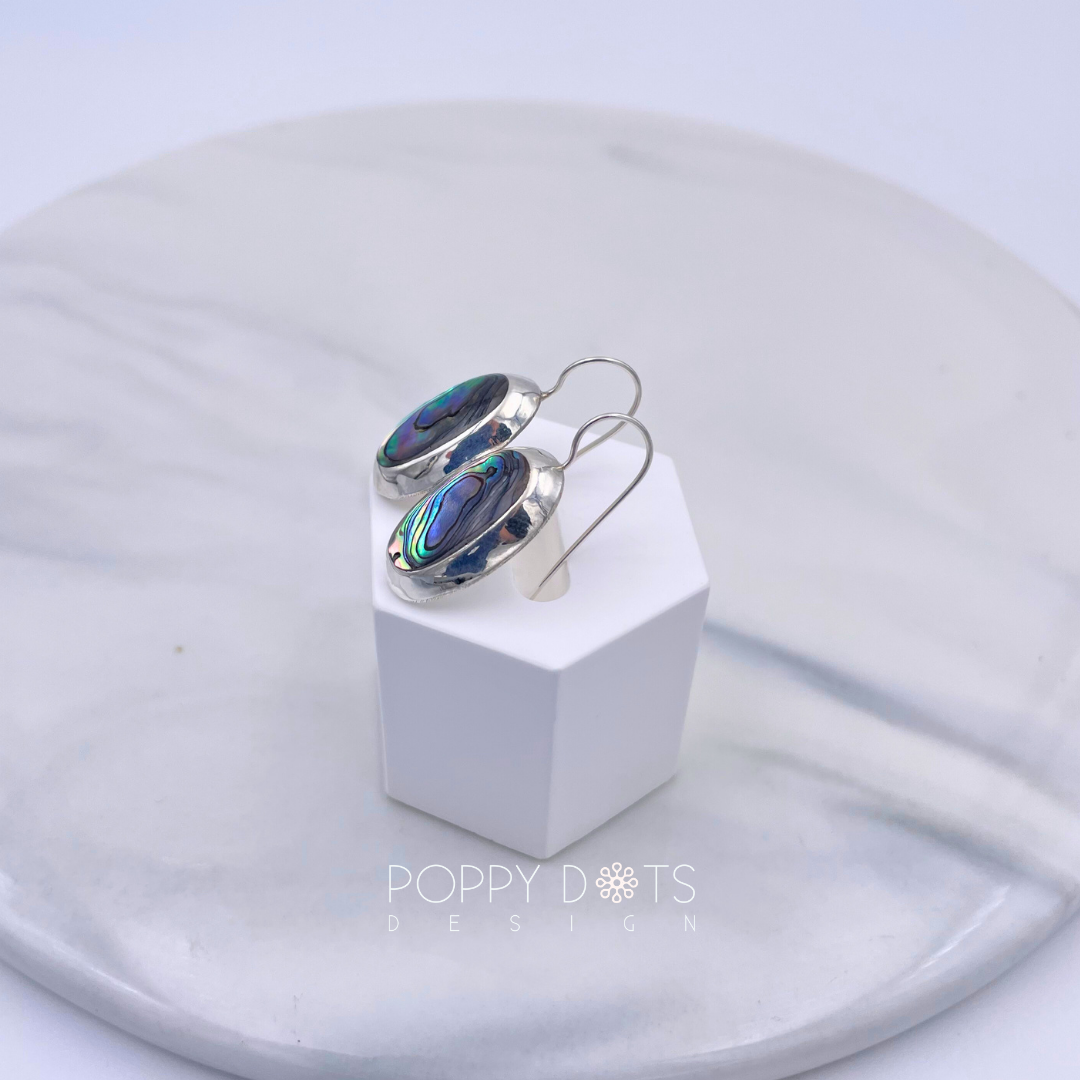 Sterling Silver Oval Shell Earrings (large)