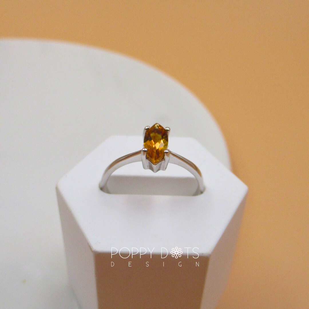 Sterling Silver Marquise Citrine Quartz Ring