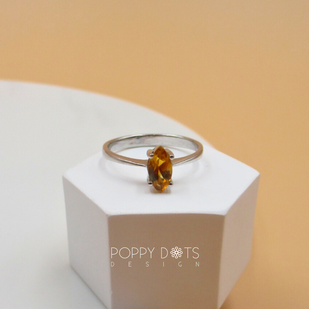 Sterling Silver Marquise Citrine Quartz Ring