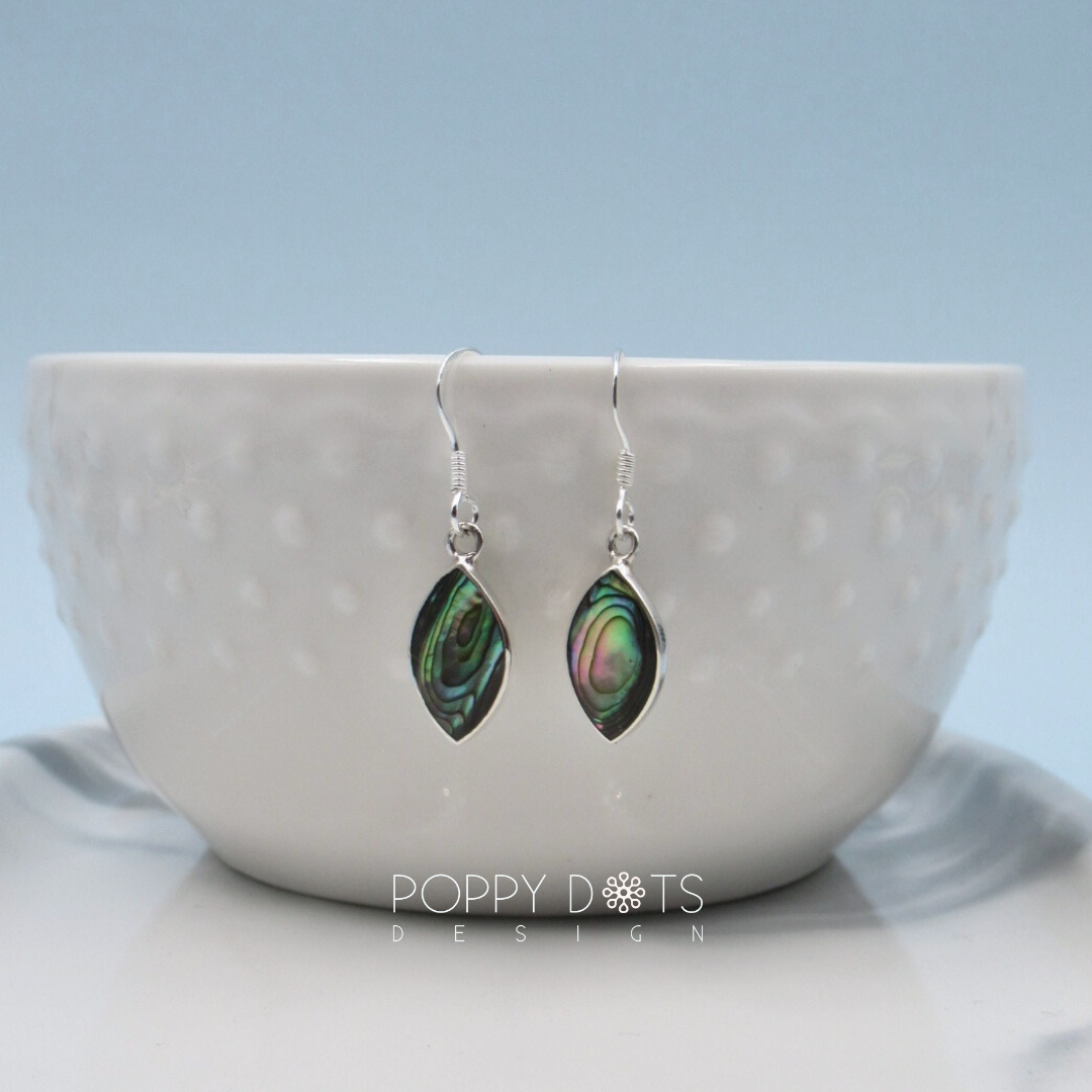 Sterling Silver Marquise Shell Earrings