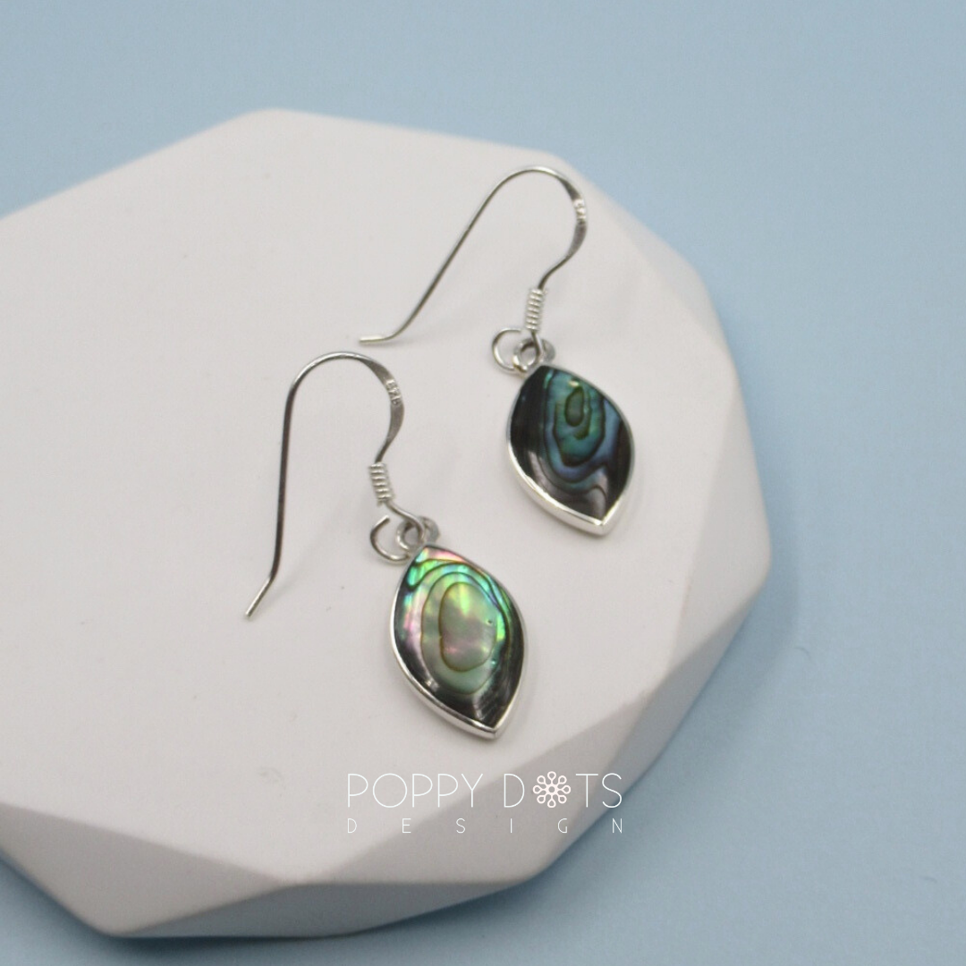 Sterling Silver Marquise Shell Earrings