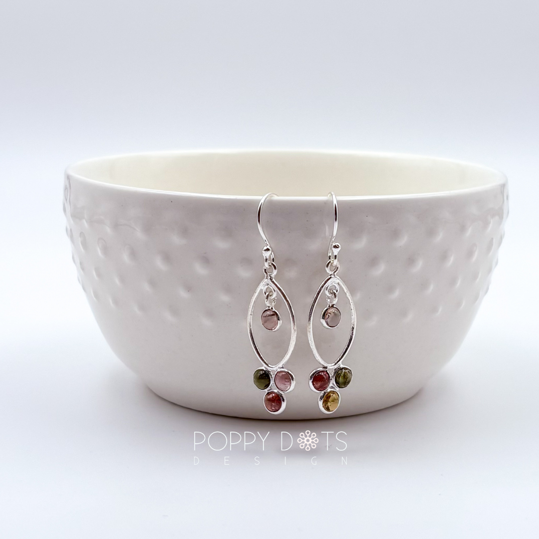 Sterling Silver Marquise Tourmaline Earrings