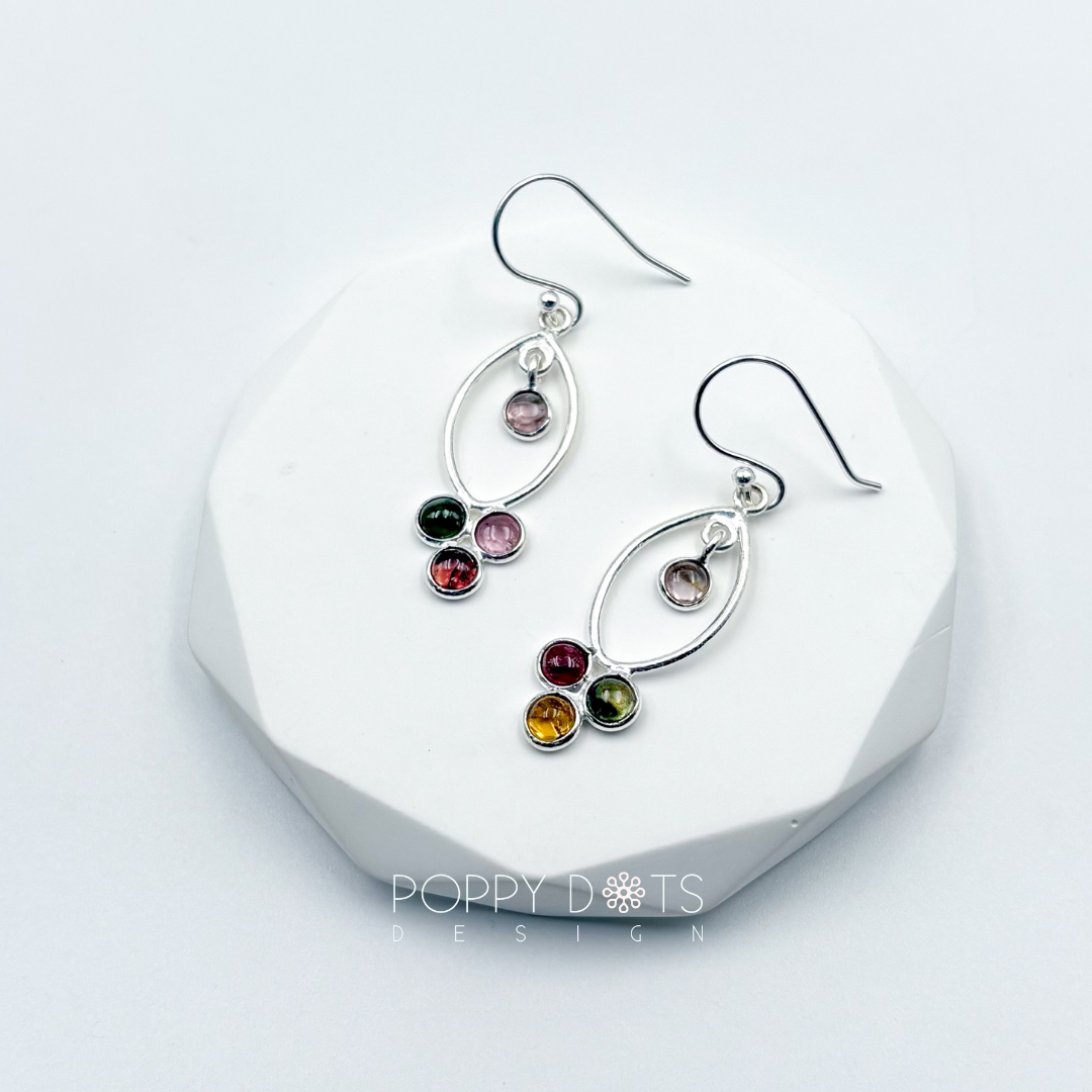 Sterling Silver Marquise Tourmaline Earrings