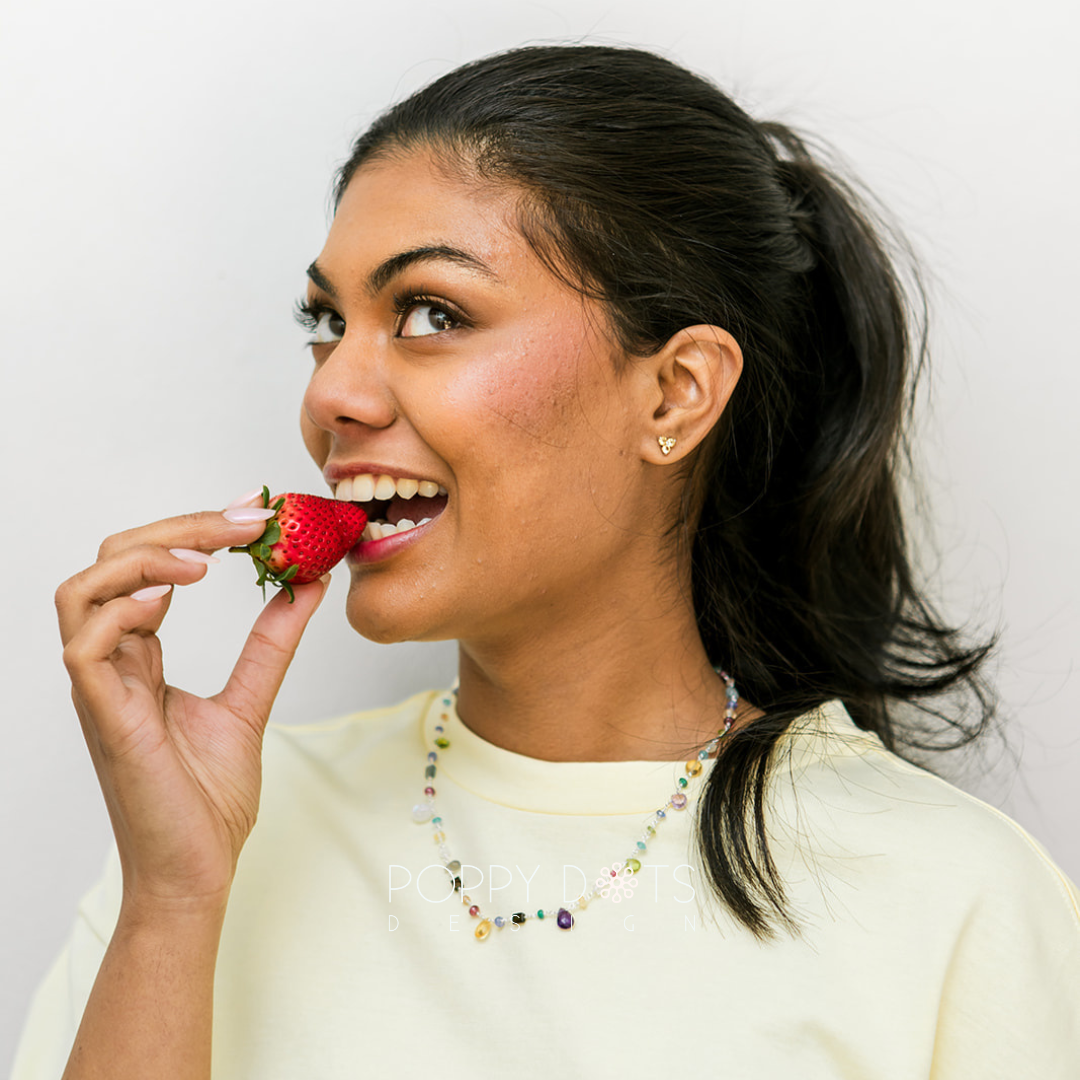 Sterling Silver Multicolour Happy Gemstone Necklace