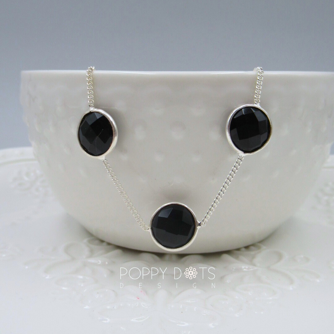 Sterling Silver Round Black Onyx Bracelet