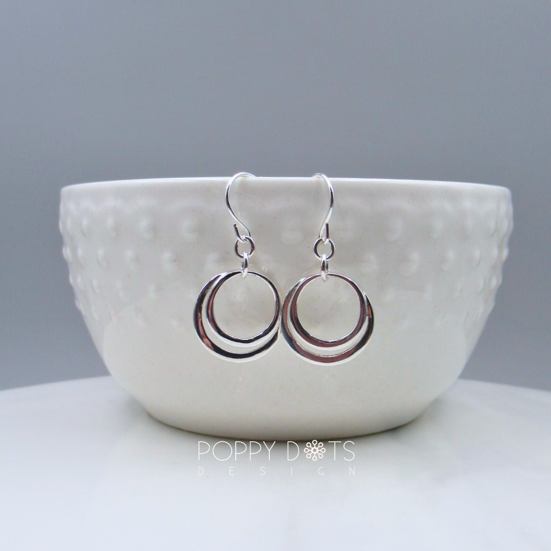 Sterling Silver Modern Circle Earrings