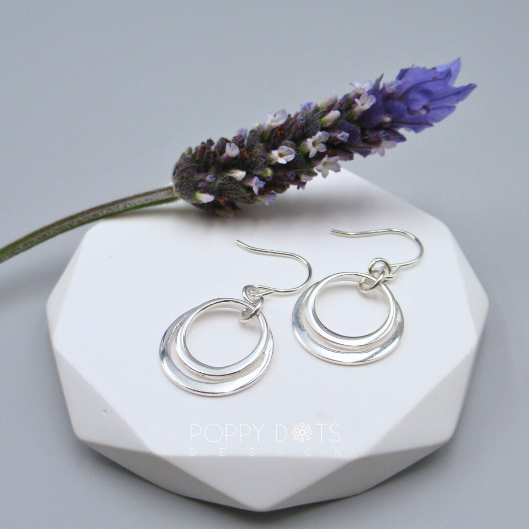 Sterling Silver Modern Circle Earrings