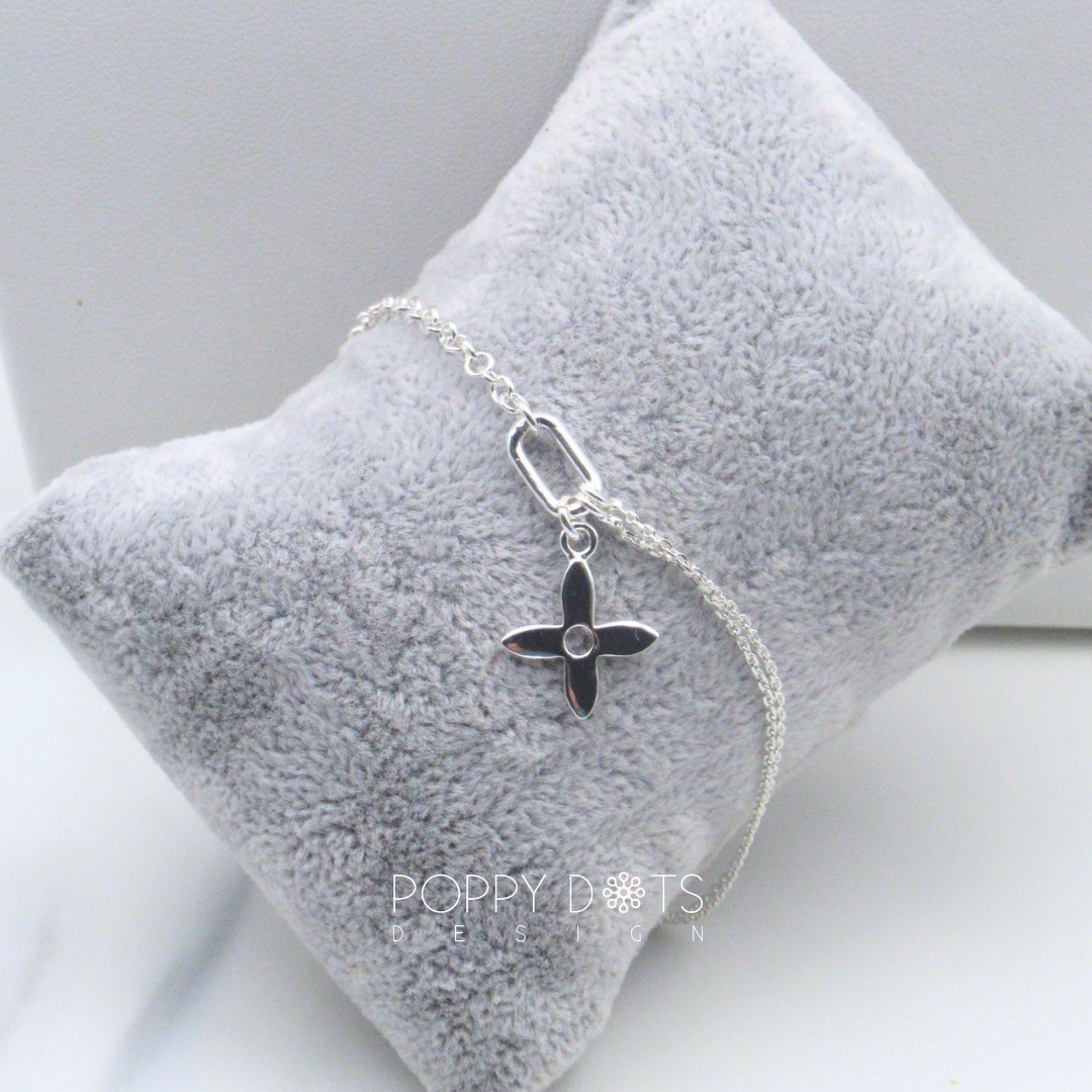 Sterling Silver Modern Flower Bracelet
