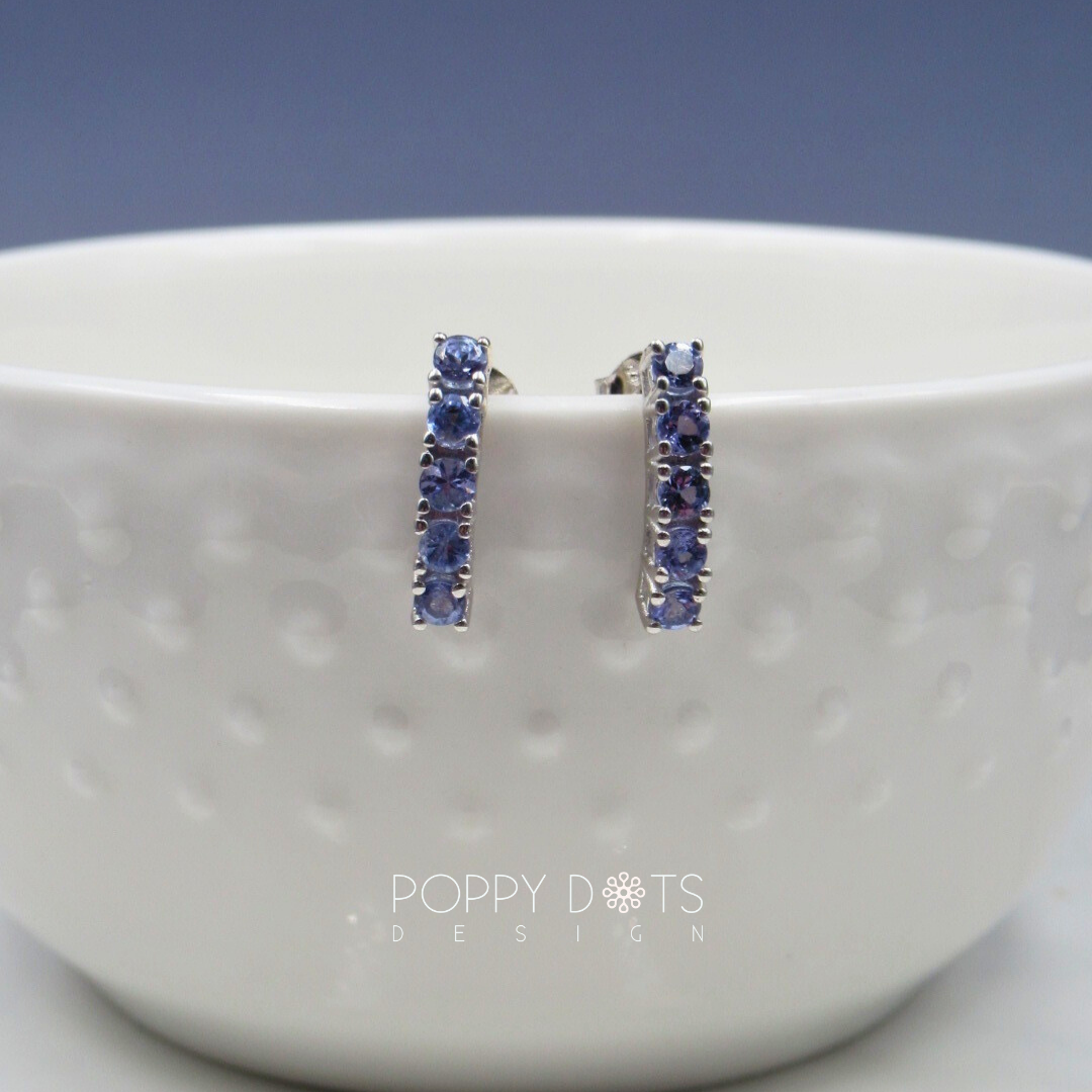 Sterling Silver Tanzanite Modern Studs