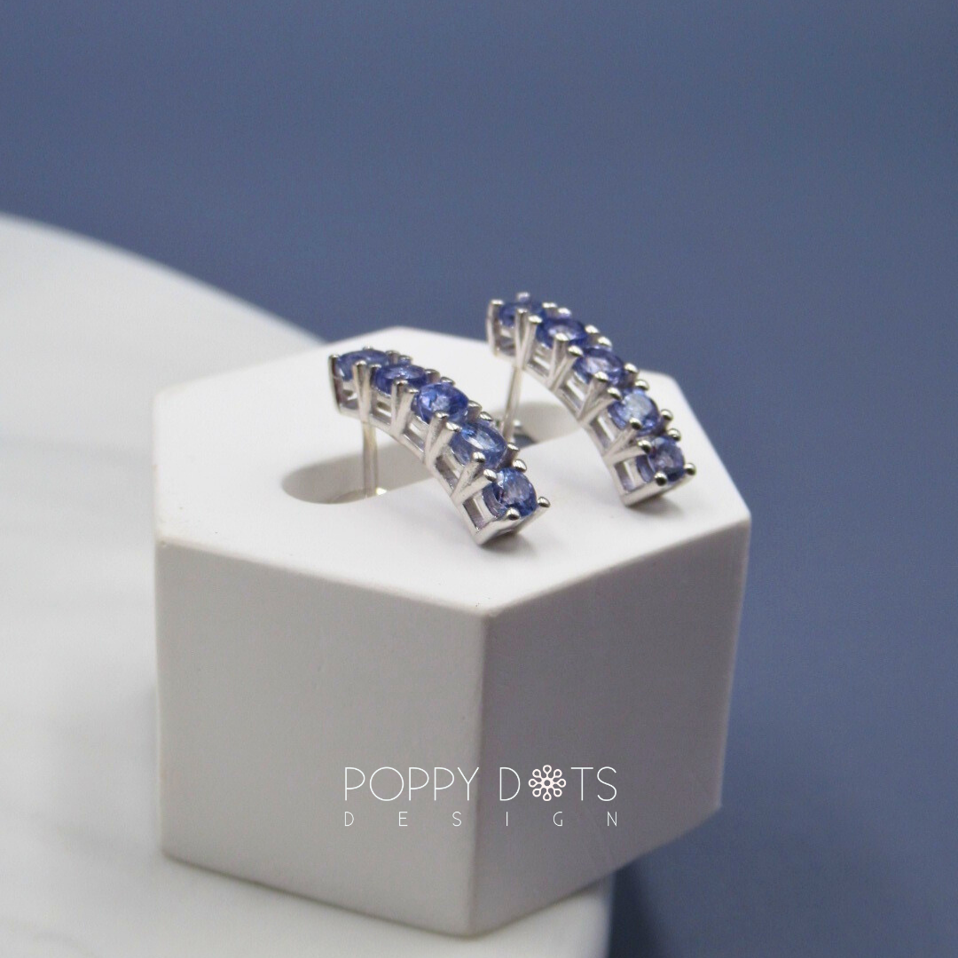Sterling Silver Tanzanite Modern Studs