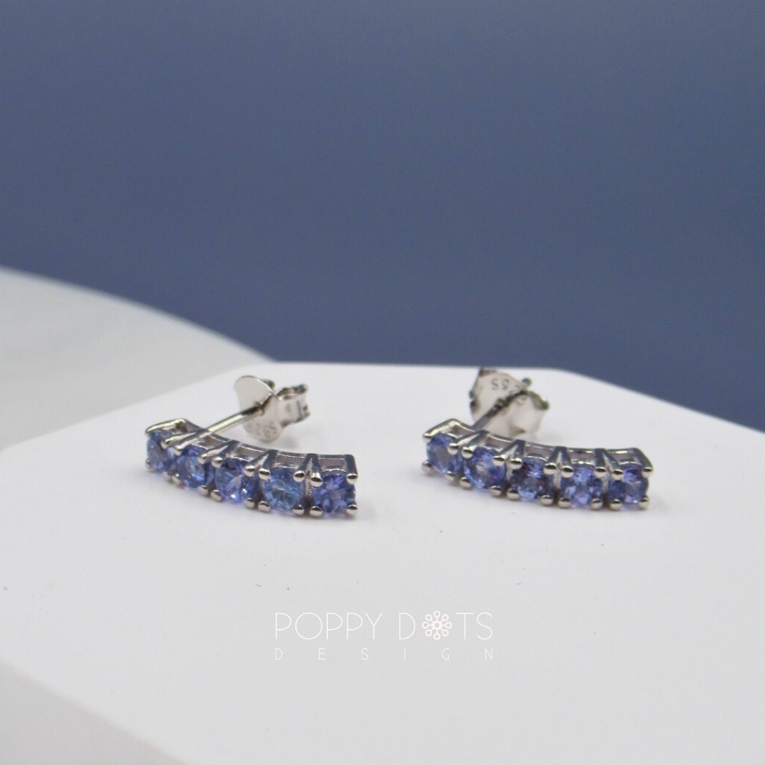 Sterling Silver Tanzanite Modern Studs