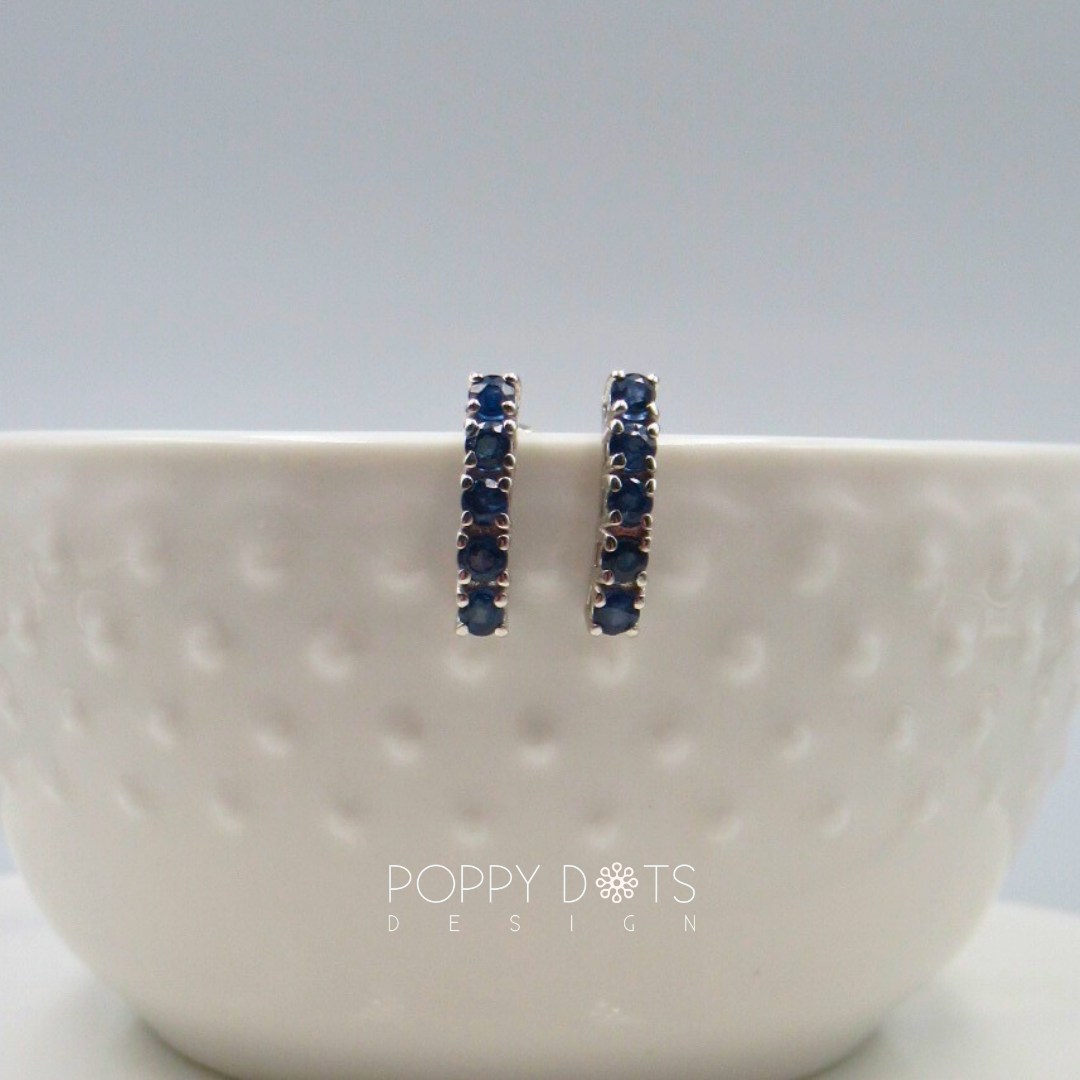 Sterling Silver Sapphire Modern Studs