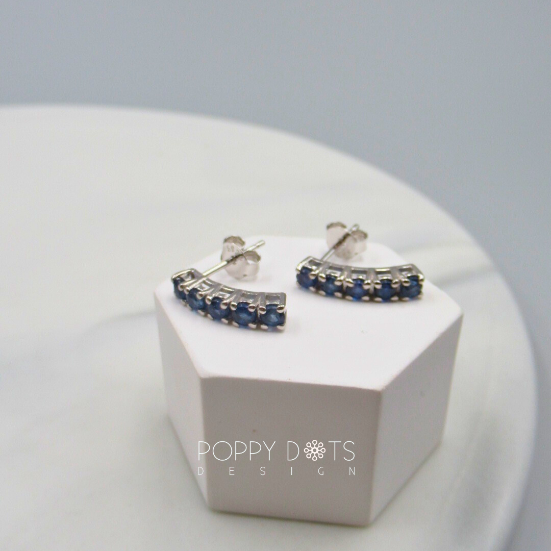 Sterling Silver Sapphire Modern Studs