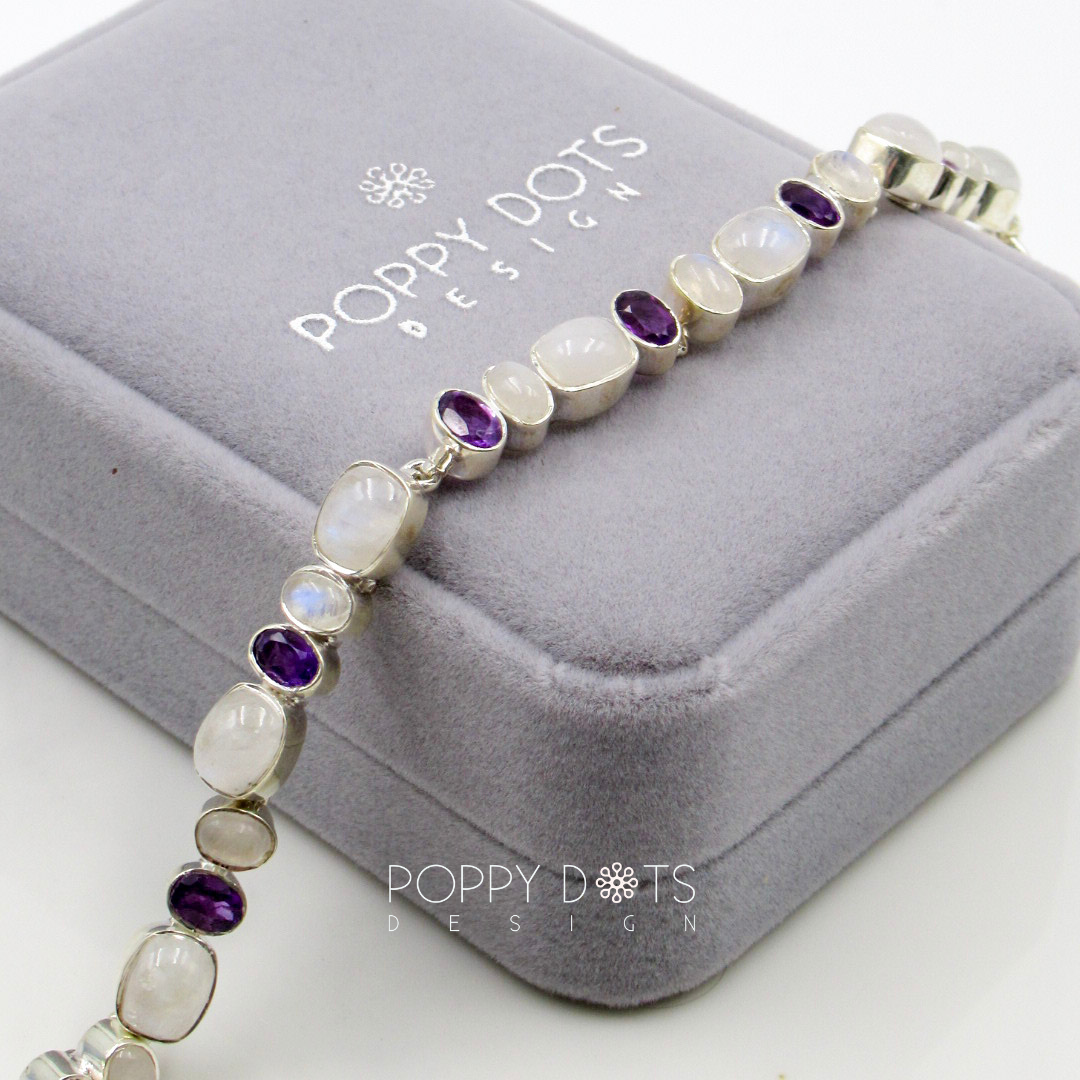Deluxe Sterling Silver Purple Amethyst and Moonstone Bracelet