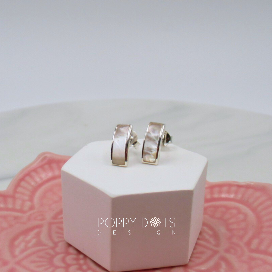 Sterling Silver Mother of Pearl Bar Studs