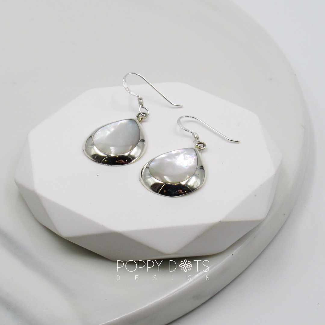 Sterling Silver Teardrop Mother of Pearl Earrings