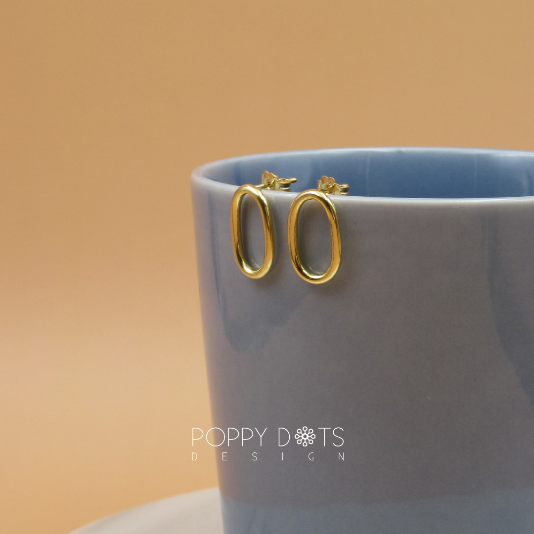 Sterling Silver Gold Plated Open Oval Studs